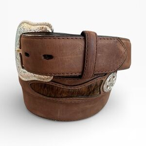 Ranger Belt Company Brown Leather & Calf Hair Belt Size 44